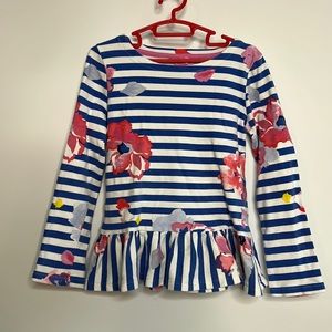 Joules | White & Blue Stripe Polly Peplum Top - Girls